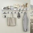 thumbnail image 6 of 35 inch Coat Rack Wall Mount, Extra Long Coat Hooks Wall Mount, Entryway Shelf with 7 Dual Coat Hooks 4 Key Hooks Mail Organizer, Wooden Wall Coat Rack with Hooks, Key Holder Rack (White), 6 of 14
