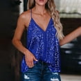 thumbnail image 2 of AOMPMSDX 2 Pack Tank Tops For Women Fashion V Neck Party Sequin Strap Loose Tunic Great Daily Wear For Women 2024 Wardrobe Blue Sleeveless Basic Camisole Top M, 2 of 7
