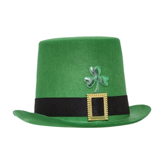 AWZXDE St Patricks Day Irish Party Top Hat With Leaf For Celebrations Hats For Men And Hats For Women Green
