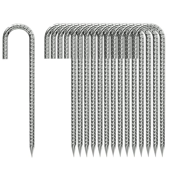 Estacas de Varilla QNLONG con Gancho en J de 30 cm para Camping, 50 unidades a prueba de óxido