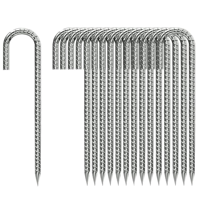 Estacas de Varilla QNLONG con Gancho en J de 30 cm para Camping, 50 unidades a prueba de óxido