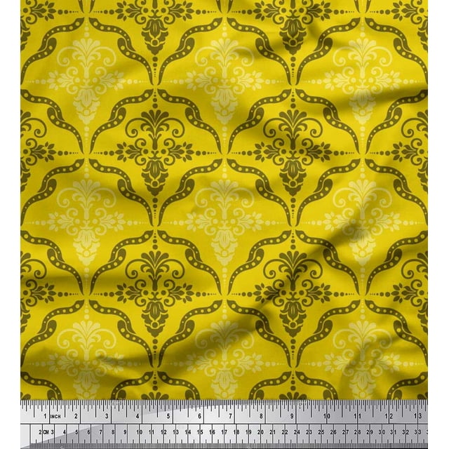 Soimoi Velvet Fabric Filigree Damask Fabric Prints By Yard 58 Inch Wide