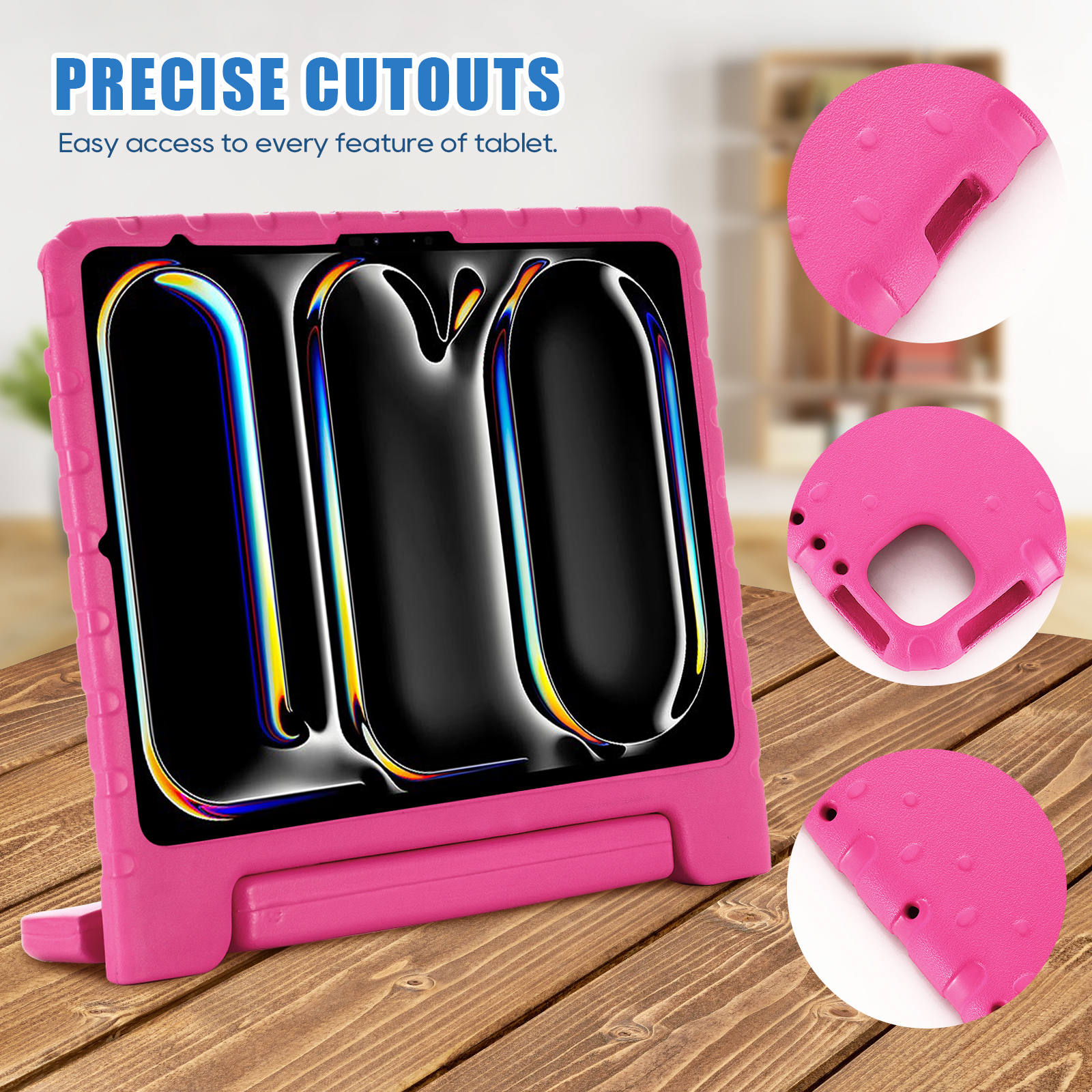 Allytechgroup Kids Case for Apple iPad Air 13 Inch 2025/2024/ iPad Pro 13" 2024, Silicone EVA Lightweight Handle Design Stand Pencil Holder Case for Kids Girls Boys, Rose