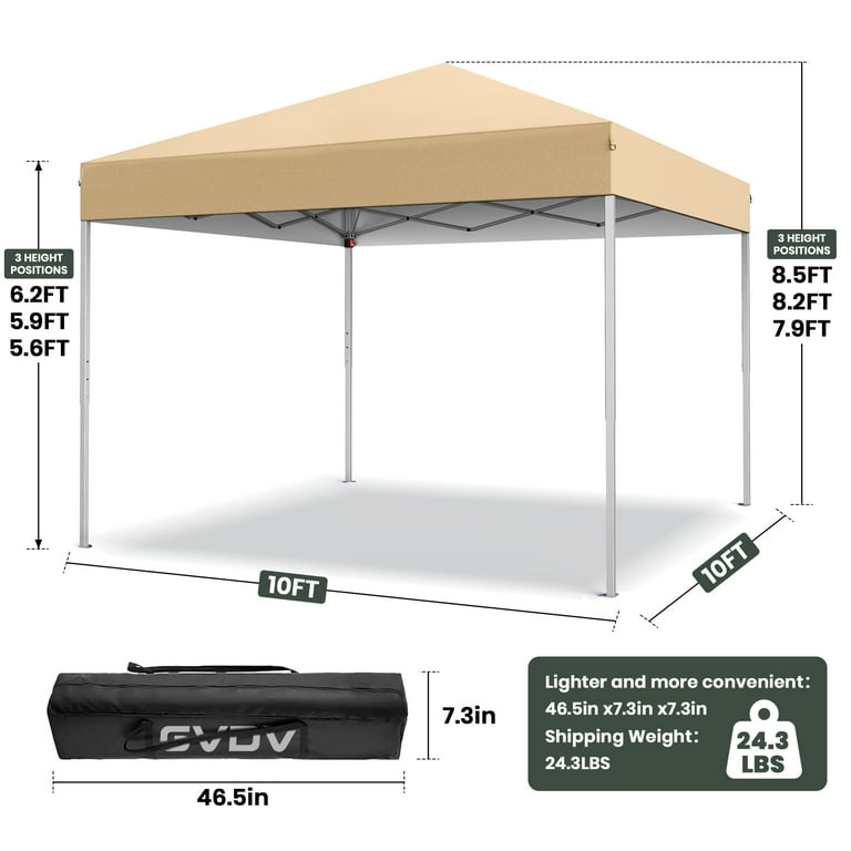 GVDV Canopy Tent, 10x10 ft Waterproof Pop Up Canopy