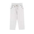thumbnail image 5 of Petite Linen Pants for Women - Summer Straight Leg Cropped Capris, White Linen Pants for Women Petite Summer Casual Cotton Straight Leg Cropped Pants with Button Pockets, 5 of 5