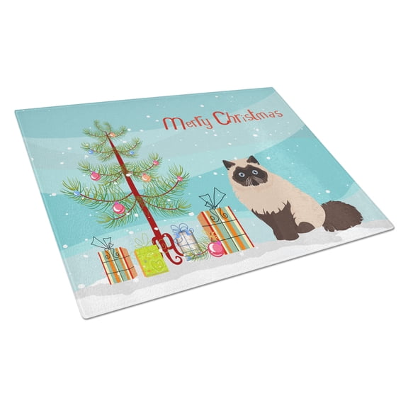 Carolines Treasures CK4759LCB Colorpoint Persian Hymalayan Cat Merry Christmas Glass Cutting Board Large, 12H x 16W,