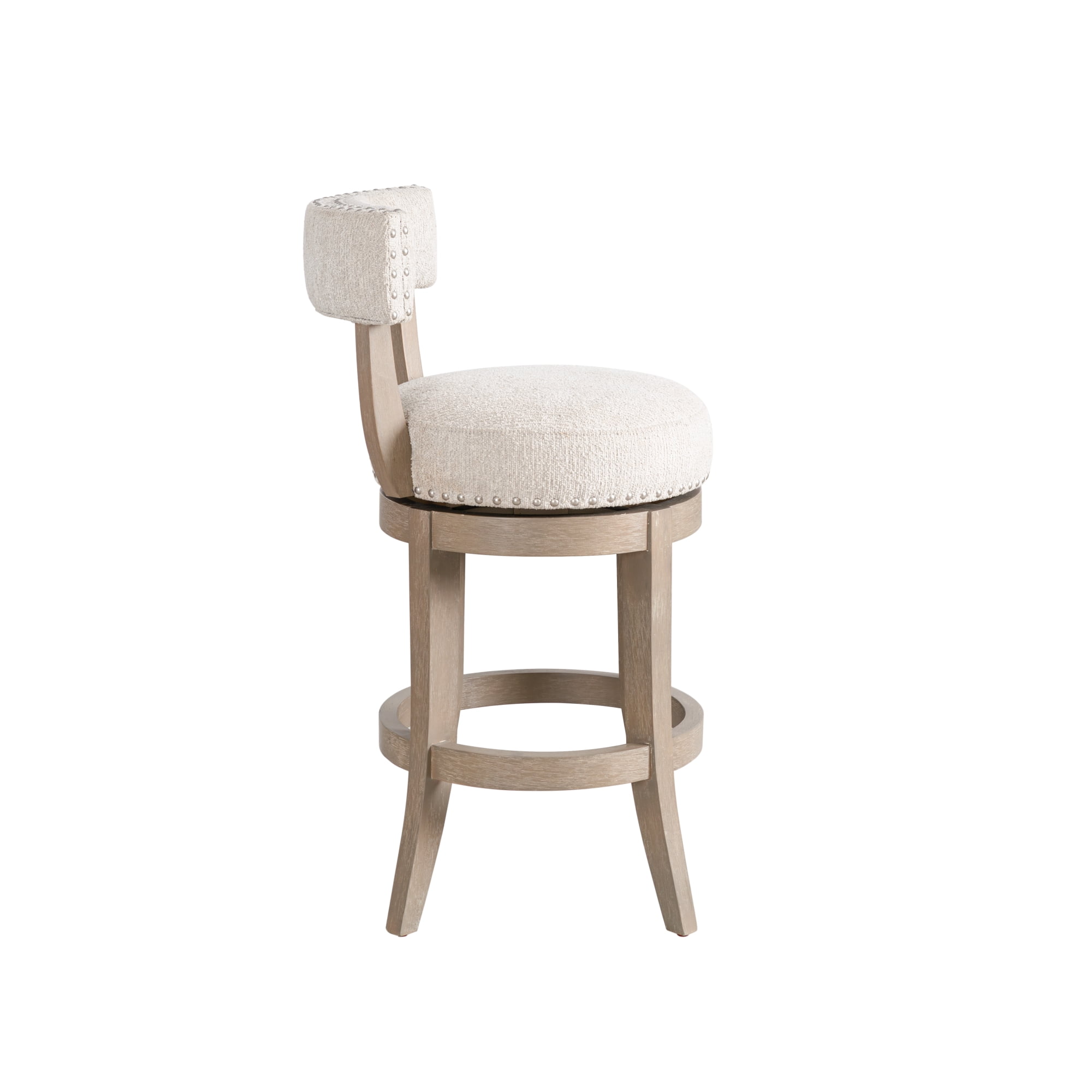 Mystic Solid Wood Upholstered 26" Counter Height Swivel Barstool with Ancient Stone Fabric Seat - Set of 3