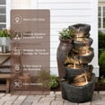 thumbnail image 4 of 5 Tiered Rock Water Fountain Outdoor with Vintage Jar, Cascading Waterfall Fountain with LED Lights, Outdoor Fountains for Garden or Patio, Yard, and Deck Decor, 16.5" L x 12.6" W x 31.7" H, 4 of 9