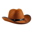 thumbnail image 3 of Western Cowboy Hat for Men Women Felt Wide Brim Cowgirl Hat with Strap, 3 of 6