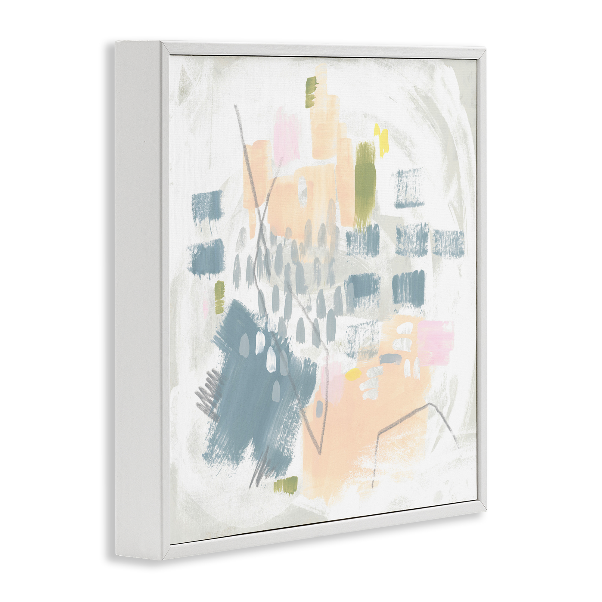 Stupell Industries Centric Pastel Pattern Abstract Painting White Framed Art Print Wall Art, 24 x 24