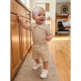 thumbnail image 6 of BemeyourBBs Newborn Baby Boy Summer Clothes Cute Infant Baby Boys 2 Pieces Outfit Short Sleeve Lapel Neck Striped Print Romper and Elastic Waist Pockets Shorts Set, 6 of 9