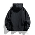 thumbnail image 5 of Men's Letter Print Quarter-Zip Hooded Jacket, Casual Regular Fit Long Sleeve Lightweight Outerwear for Spring & Fall, Daily Fashion Top,Black,L, 5 of 6