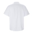 thumbnail image 4 of BOBOGOJP Men's Linen Shirts Wrinkle Resistant Short Sleeve Button Front Shirt,White L, 4 of 5