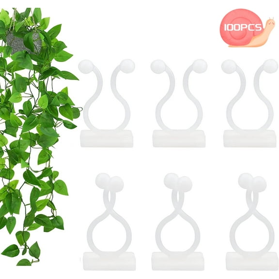 MODANU 100 Pcs Plant Clips, Vine Clips for Climbing Plants, Wall Plants Climber, Plant Clips for Climbing Plants Self-Adhesive Plant Clips Fixing Hook Wall Vine Supports Traction Wall Clip, White