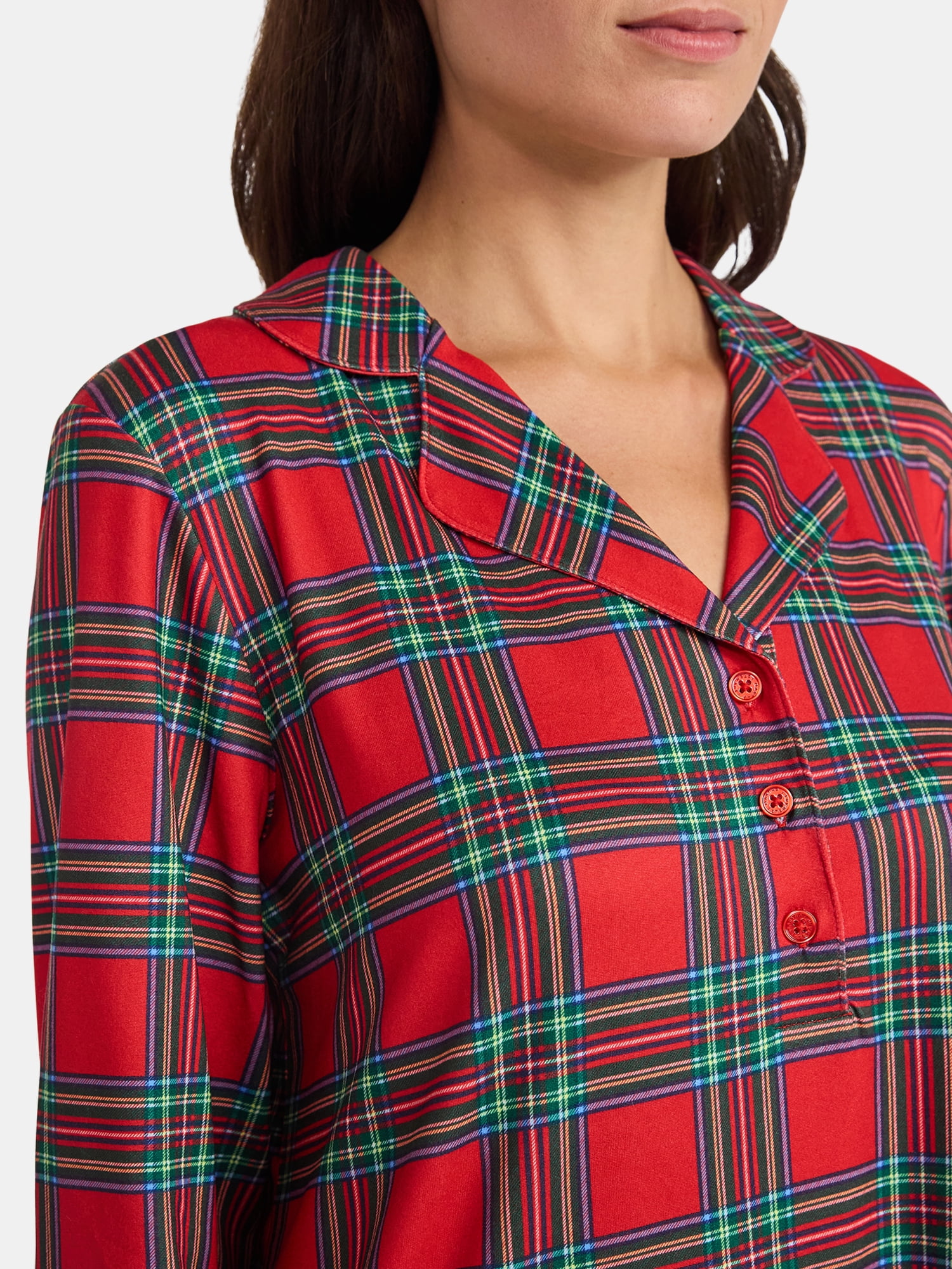 Martha Stewart Everyday Women's Notch Collar Sleepshirt with Long Sleeves, Sizes S-XXL