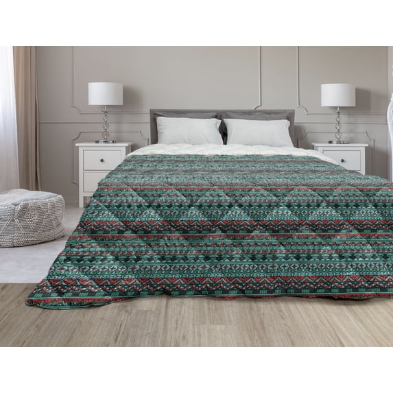 Tribal Down Alternative Comforter, Arrows Pattern Ornaments Vintage Style Bohemian Art, Microfiber Quilt for All Season, 5 Sizes, Black White, by Ambesonne