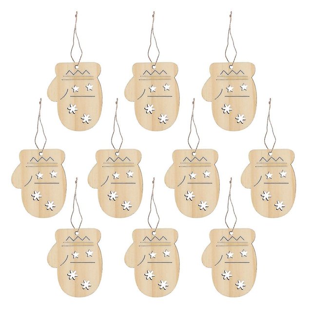10 Uds. De recortes de madera para Navidad, etiqueta de regalo colgante, forma de guantes creativos, colgante, adorno artesanal, Navidad ZefeiWu 8390606937124