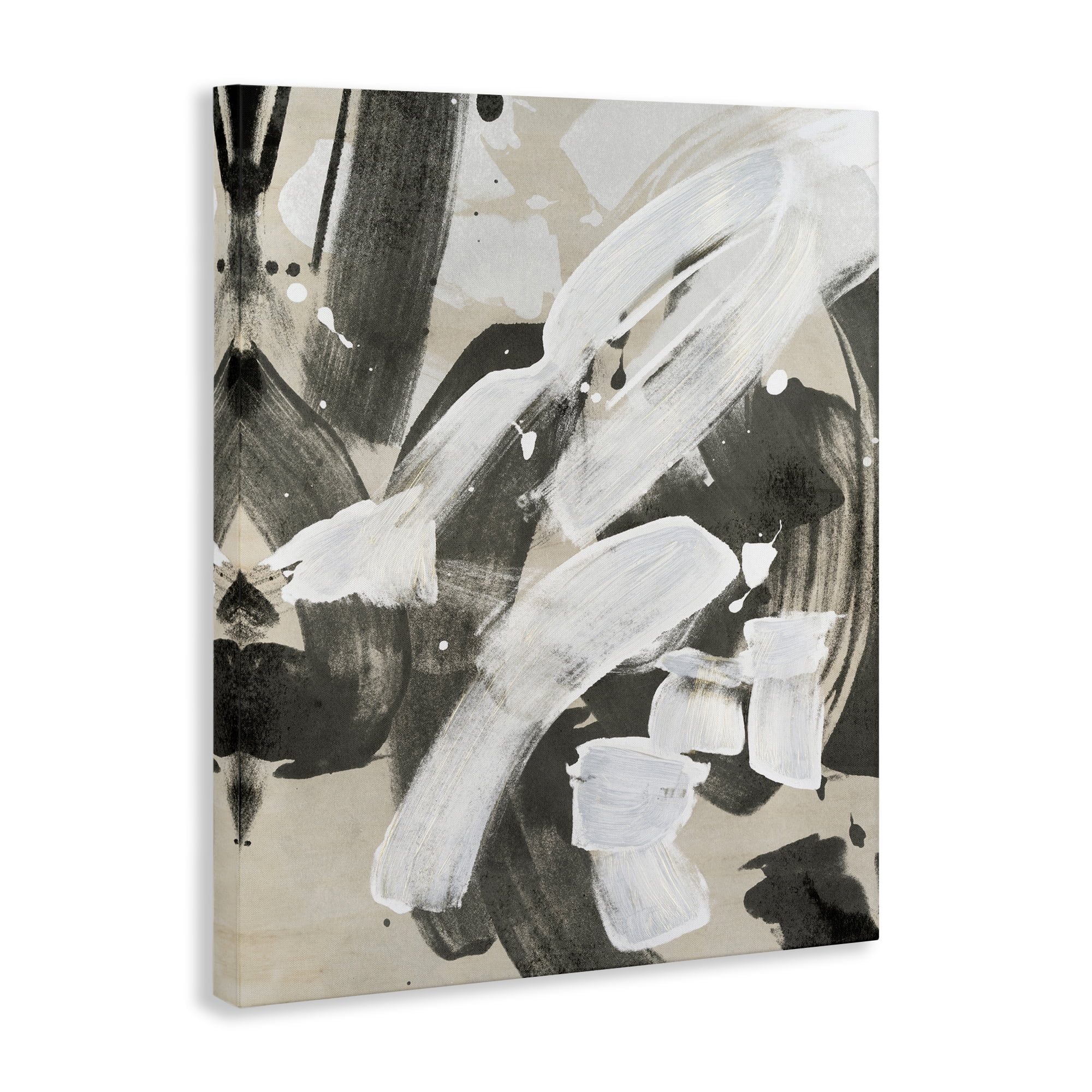 Stupell Industries Modern White Brush Stroke Abstract Painting Wrapped Canvas Art Print Wall Art, 16 x 20