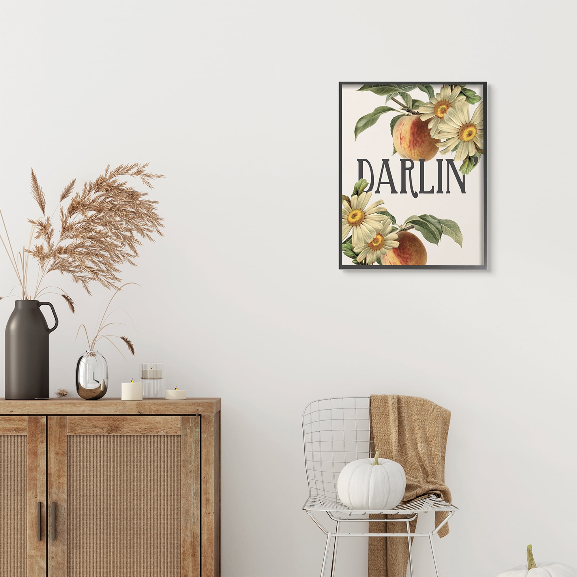 Stupell Industries Darlin' Southern Phrase Vintage Peach Tree Typography Painting Black Framed Art Print Wall Art, 24 x 30
