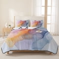thumbnail image 3 of Twin Quilt Set 68''x86'', Pink Yellow Blue Abstract Lightweight Summer Bedspread Coverlet Set with 2 Pillow Shams, Modern Art Wave Breathable All Season Quilt Bedding for Dorm/Bedroom, 3 of 9