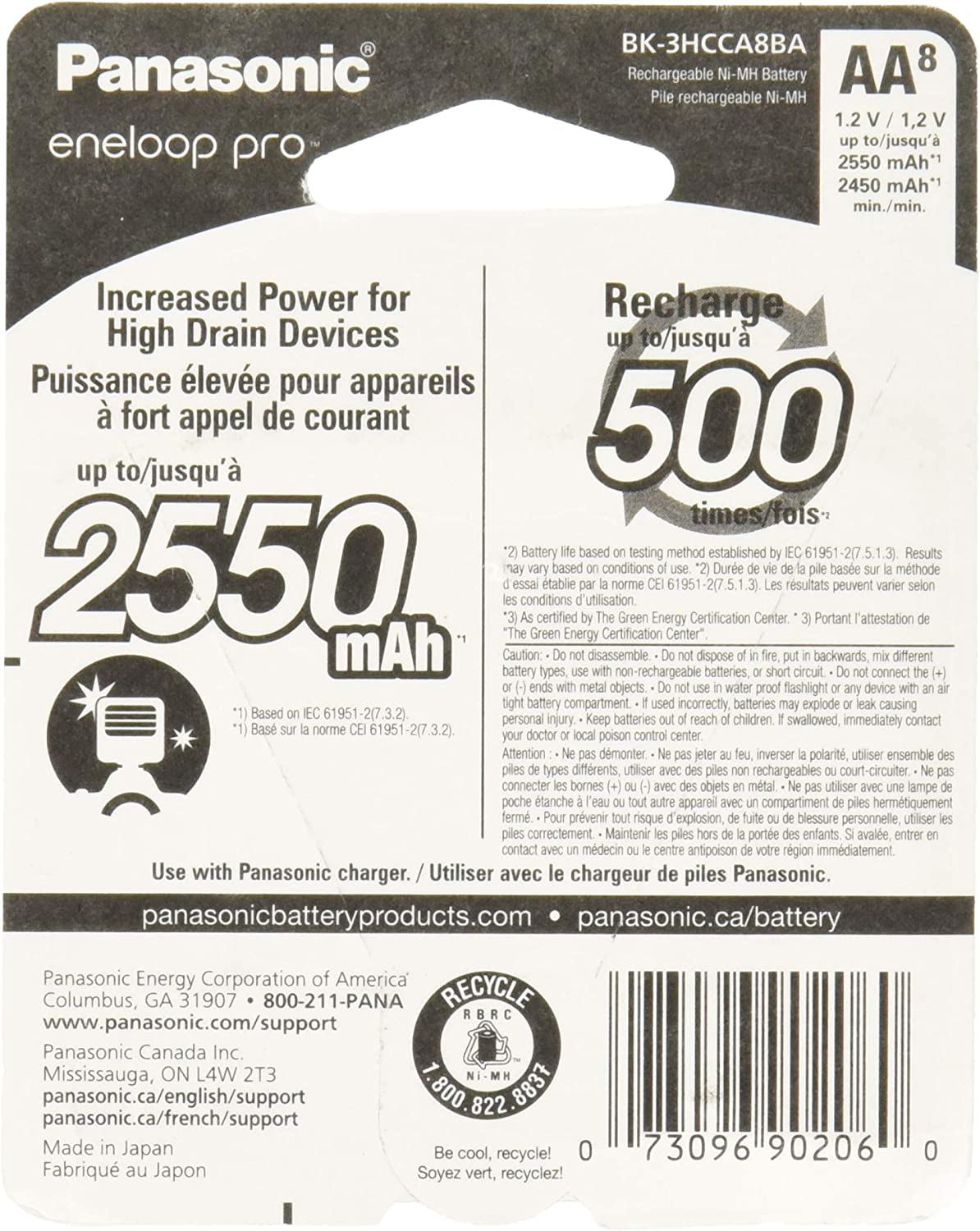 10 Panasonic eneloop pro AA High Capacity Ni-MH 2550mAh (Min. 2450mAh) Pre-Charged Rechargeable Batteries + Free Battery Holder