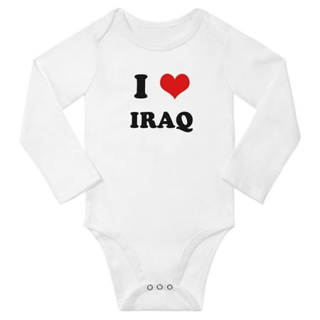 

I Heart Iraq Love Iraq Cute Baby Long Bodysuit Romper (White 12-18 Months)