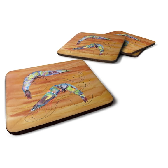 Carolines Treasures 8145-FC Set of 4 Shrimp  Foam Coasters 3 1/2 x 3 1/2 multicolor