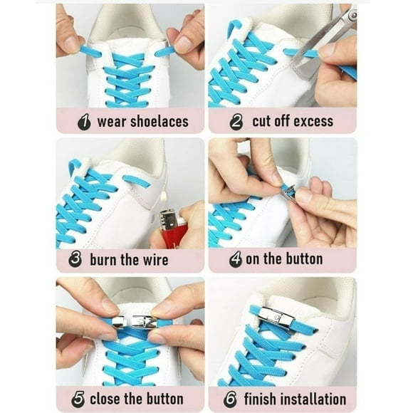 thinsony Elastic No Tie Shoelaces Shoe Laces Quick Flat Adults Trainer Black