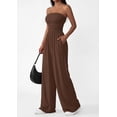 thumbnail image 3 of PRETTYGARDEN Womens Trendy Strapless Rompers Ruched Tube Top Wide Leg One Piece Jumpsuits Beach Vacation Summer Outfits, 3 of 7