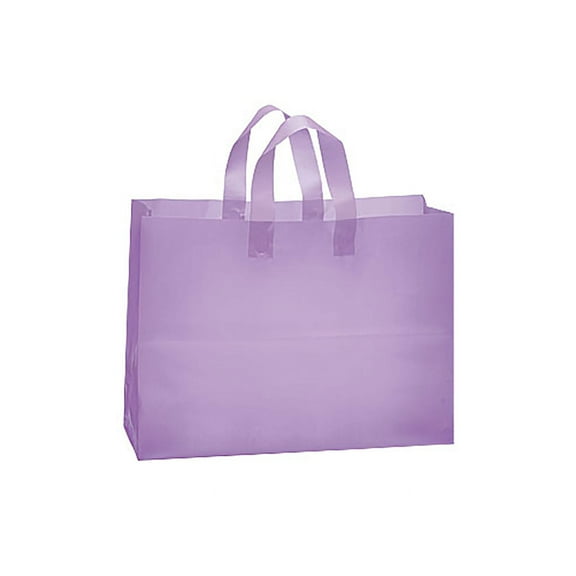 SSWBasics Large Lavender Frosted Plastic Shopping Bags -  16" x 6" x 12" - Case of 100-
