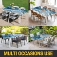 thumbnail image 5 of Blue Gold Marble Table Cloths for 5 Foot Rectangle Tables, Modern Abstract Geometric Gradient Patio Waterproof Elastic Fitted Tablecloths, Washable Rectangular Table Cover for Camping, 5 of 8