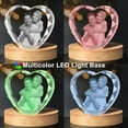 thumbnail image 3 of 3D Crystal Photo Cut Corner Heart Shape Innovation Crystal Picture Personalized Gifts with Your Photo Customized Couples Pet Gifts with Colorful Light Base for Mom, Dad, Men, Women (Small Premuim), 3 of 8