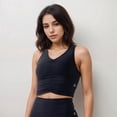 thumbnail image 2 of Active Women's Ruched Front Sports Tank with Stretchy Shoulder Straps - Large, Black, 2 of 4