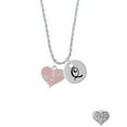 thumbnail image 2 of Delight Jewelry Silvertone Pink Enamel Heart with Paw Prints Silvertone Script Initial Disc - Q - Charm Necklace, 20"+3", 2 of 4