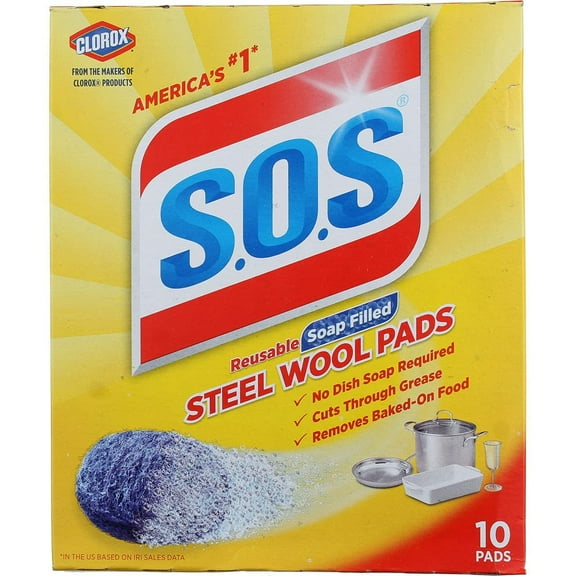 SOS Steel Wool Soap Pads - Household Cleaning - 10 Count
