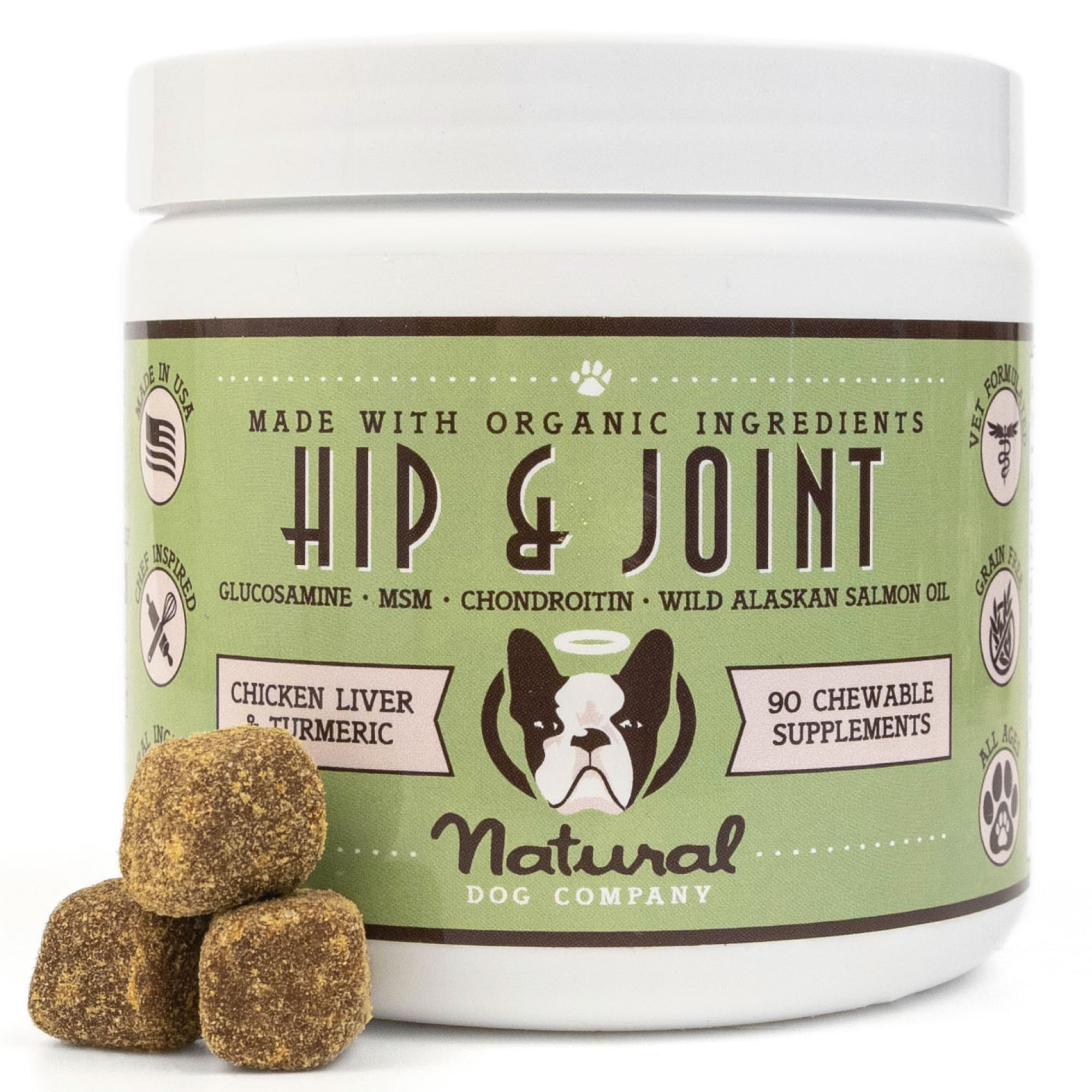 Natural Dog Company HIp & Joint Supplement, Chicken Flavor, 90 Chews