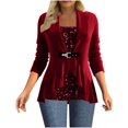 thumbnail image 3 of Blusa de lentejuelas para mujer de manga larga brillante túnica drapeada fluida fiesta jersey con cordón dobladillo con purpurina, 3 of 5