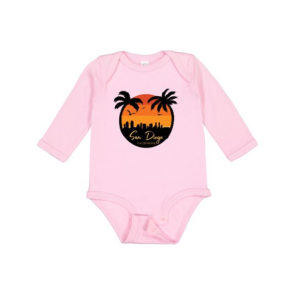 Inktastic San Diego Sunset Skyline Boys or Girls Long Sleeve Baby Bodysuit