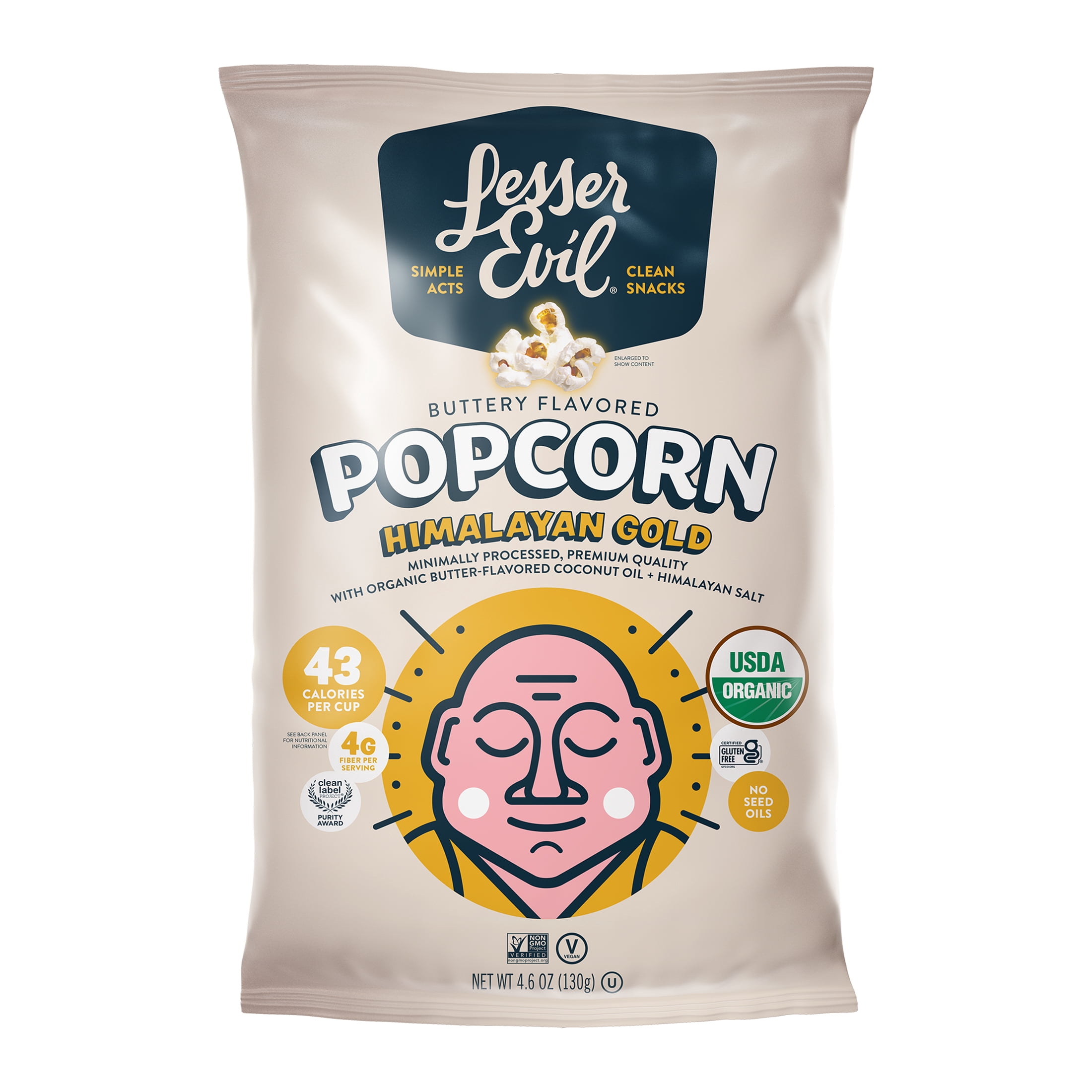 (6 pack) LesserEvil Himalayan Gold Organic Popcorn, 4.6 oz