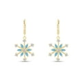 thumbnail image 2 of Marquise Cut Simulated Aquamarine & Round White Cubic Zirconia Snowflake Leverback Drop Dangle Earrings In 14k Yellow Gold Over Sterling Silver For Womens Her, 2 of 5