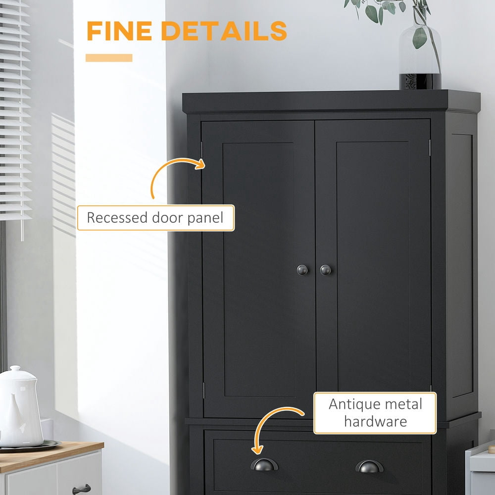 GVN Kitchen Pantry,72.5" Kitchen Cabinet, Pantry Storage Cabinet with Doors and Shelves, Freestanding Food Pantry Cabinet, Black