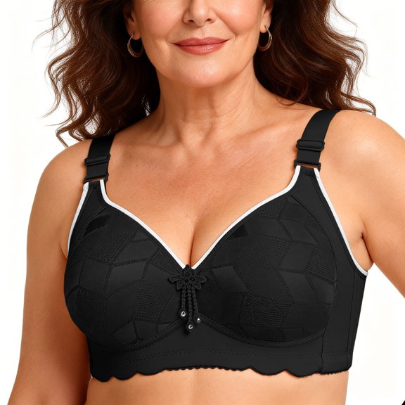 Turilly Bras Womens Plus Size Shiny Wireless Bra Side Support Smoothing Everyday Bras