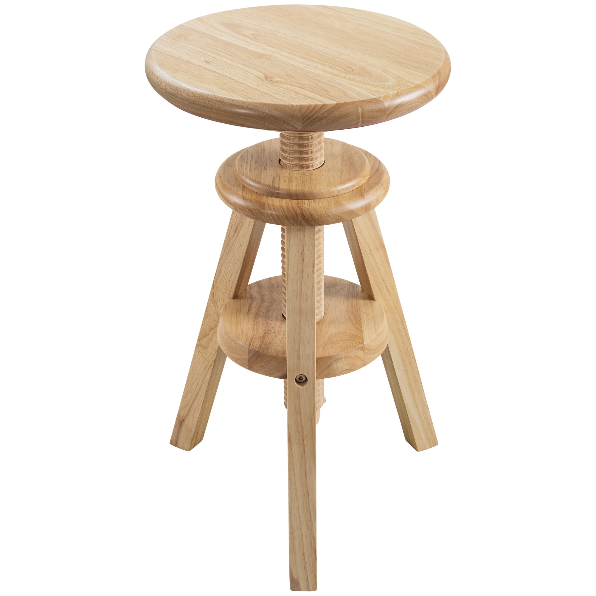 eHemco Swivel Wooden Adjustable Counter Bar Stool, 18.9 to 25.2 Inches Height, Natural