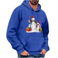thumbnail image 2 of EchfiProm Mens Graphic Hoodies with Pockets Christmas Snowman Hooded Pullover Xmas Blue Sweatshirt for Men Ugly L, 2 of 5
