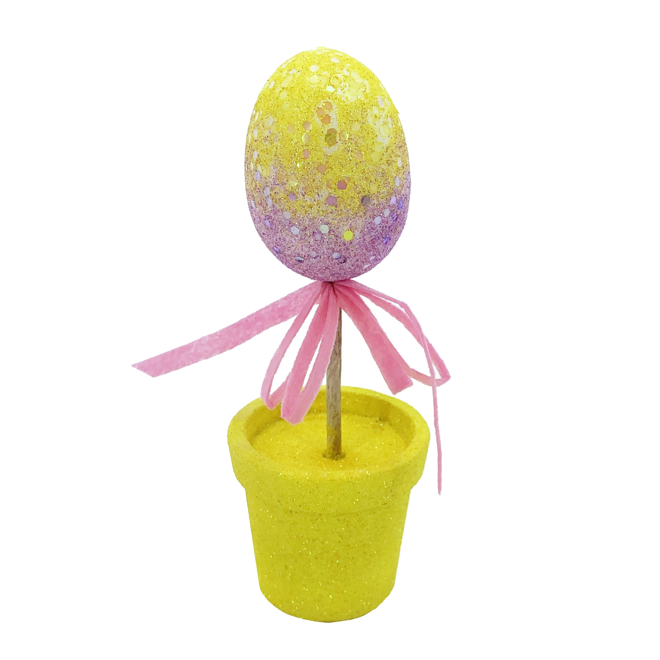 Way to Celebrate Easter Ombre Glittered Polystyrene Foam Egg In Pot 7" Decoration Assortment
