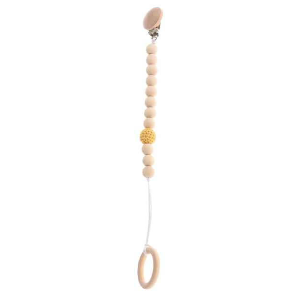 Clip de Chupete de Cadena Pinza de Juguete para Desarrollo Sensorial de Bebé re Zulema Cadena de madera con clip para chupete