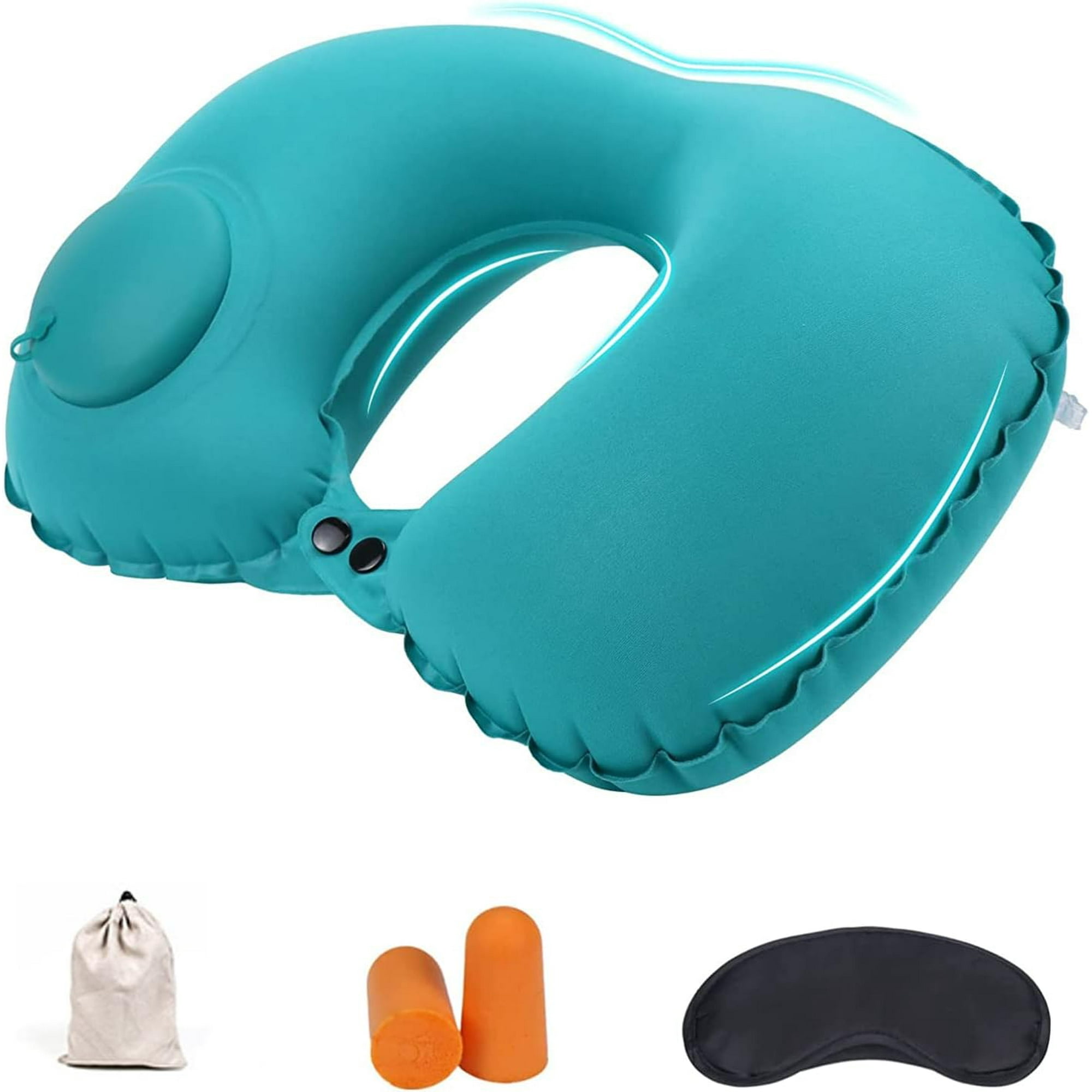 Inflatable Travel Pillow Neck Pillow for Travel Portable Neck Support Pillow for Airplanes Cars Buses Trains Office Napping Ergonomic Pillow for Neck Lumbar Support Portable Hiking Folding Pillow Walm...
