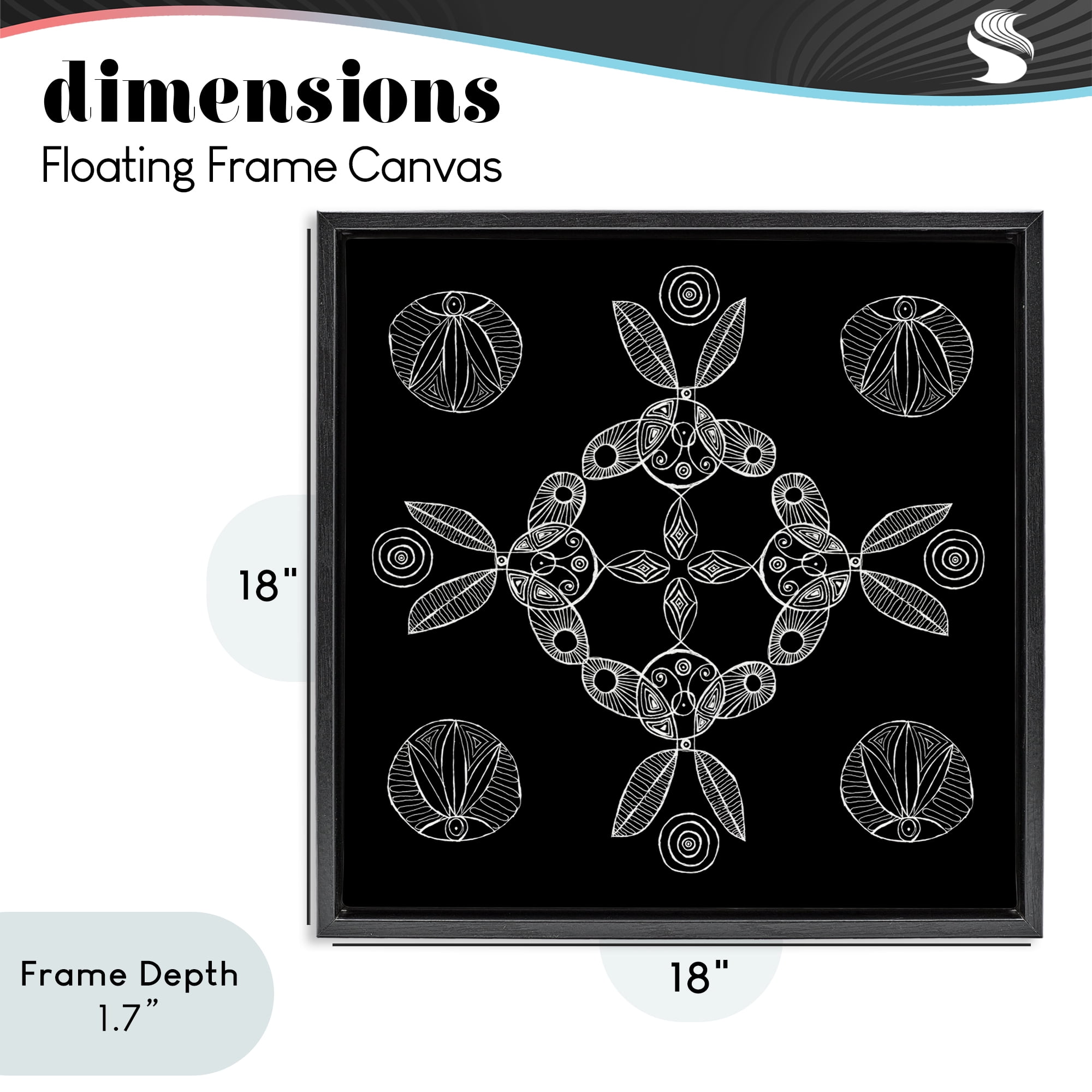 Stupell Industries Circular Symmetry Elementals Black Framed Floater Canvas Wall Art, design by El Perkin
