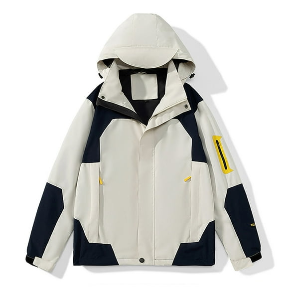 TIMIFIS Men's White Lightweight Jackets Hooded Front-Zip Golf Jacket Sun Protection Work Coat Windbreaker for Hiking Travel Outdoor Charging Jacket Coat-White - Fall