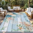 thumbnail image 2 of Blue Beach Coastal Outdoor Rug for Patio/Deck/Porch, Non-Slip Large Area Rug 5 x 7 Ft, Summer Nautical Coral Shell Botanical Vintage Indoor Outdoor Rugs Washable Area Rugs, Camping Rug Carpet Runner, 2 of 8